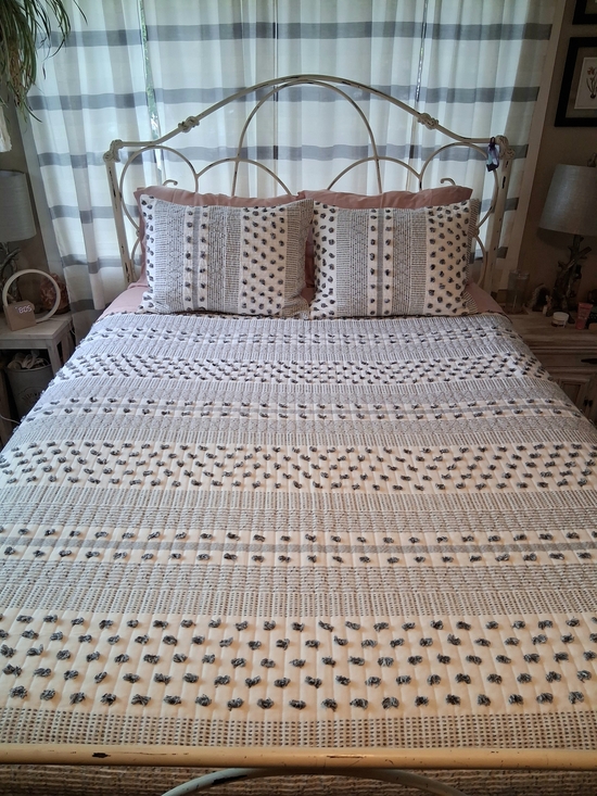 innovative design Other - Soft Pom-Pom Textured Cotton Quilt Set in White and Gray
